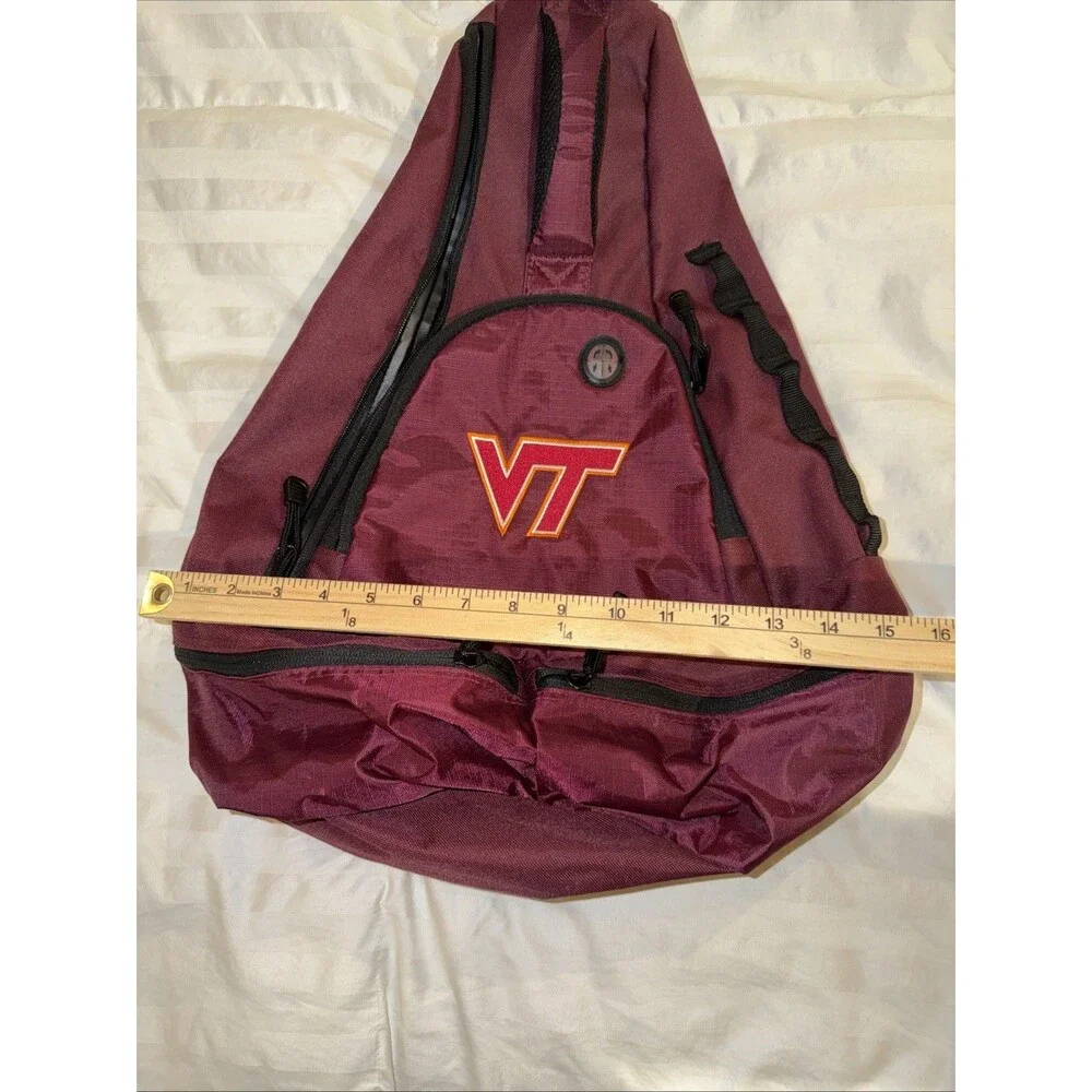 Virginia Tech VT Maroon Sling School Backpack Large Multiple Zip Pockets Unisex